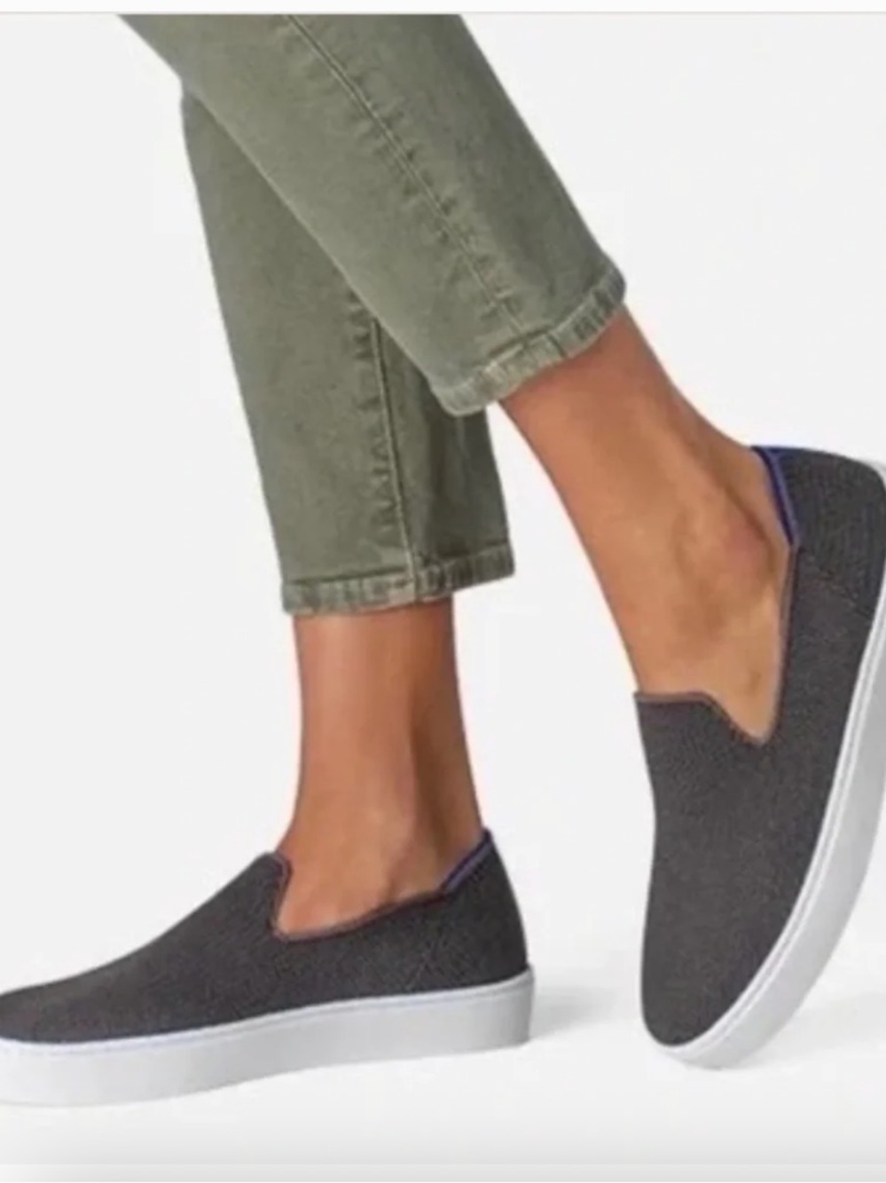 Rothy's Charcoal Slip-On Platform Sneakers with White Sole